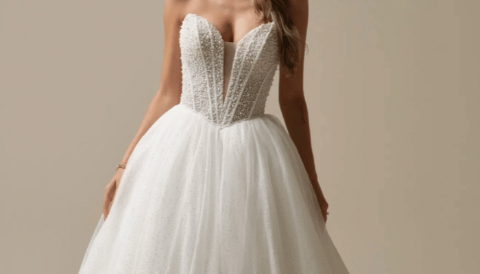 Bride wearing a white ballgown 