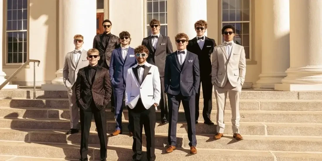 Boys wearing tuxedos for prom