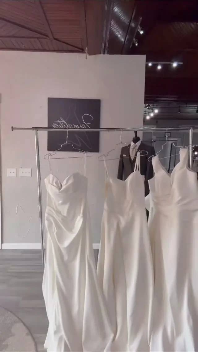 wedding dressed on rack