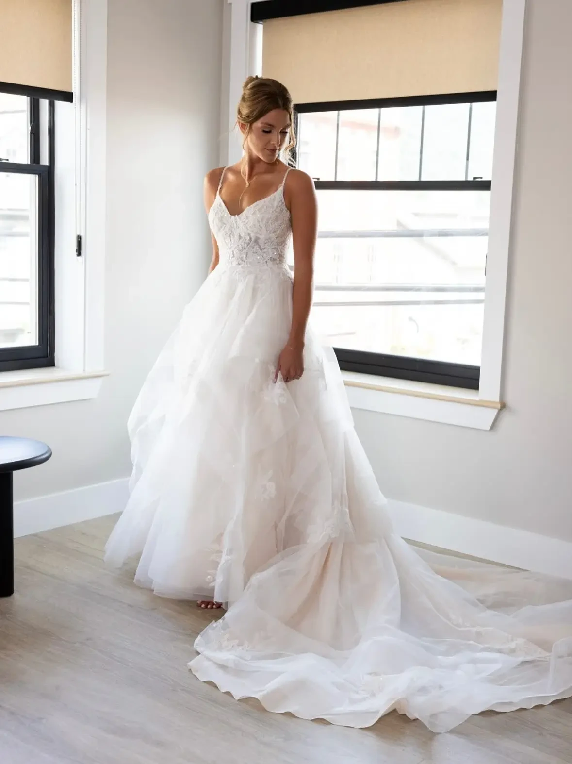 Model Wearing a White Wedding Dress
