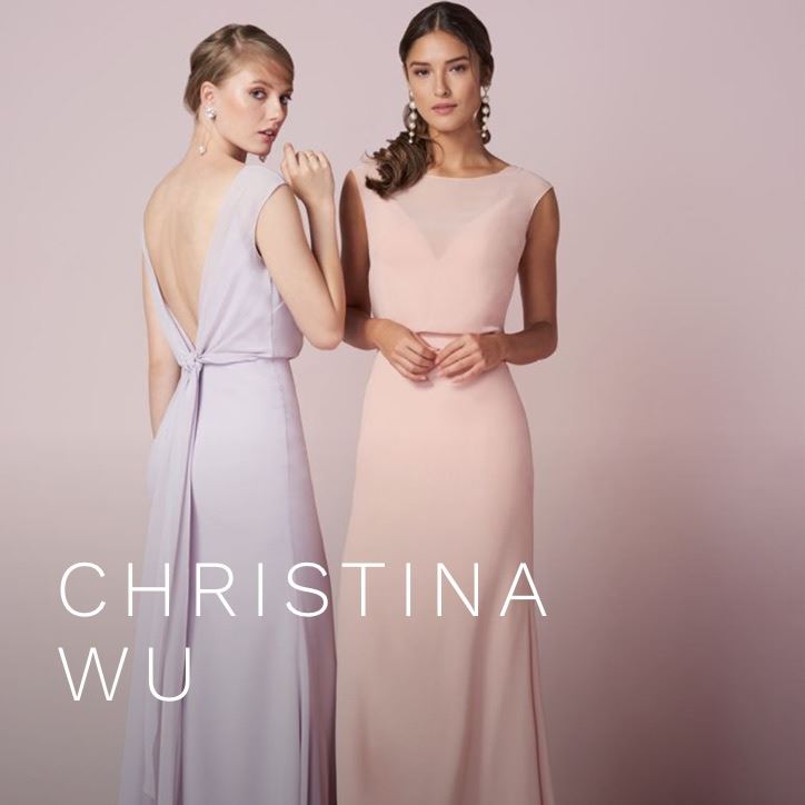 Two Bridesmaids Wearing Christina Wu Dresses.